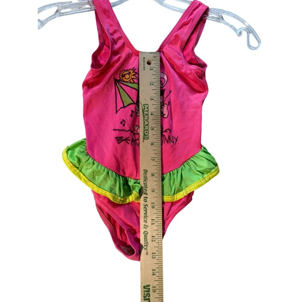 Vintage Y2K‎ Beach Bunny Pink Ruffle One Piece Swimsuit Kids Size Large 6-6X